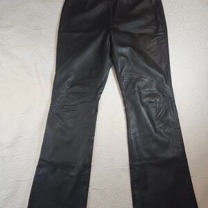 HARLEY-DAVIDSON WOMEN'S LEATHER BLACK BOOTCUT SIDE ZIP RIDING PANTS SIZE 6